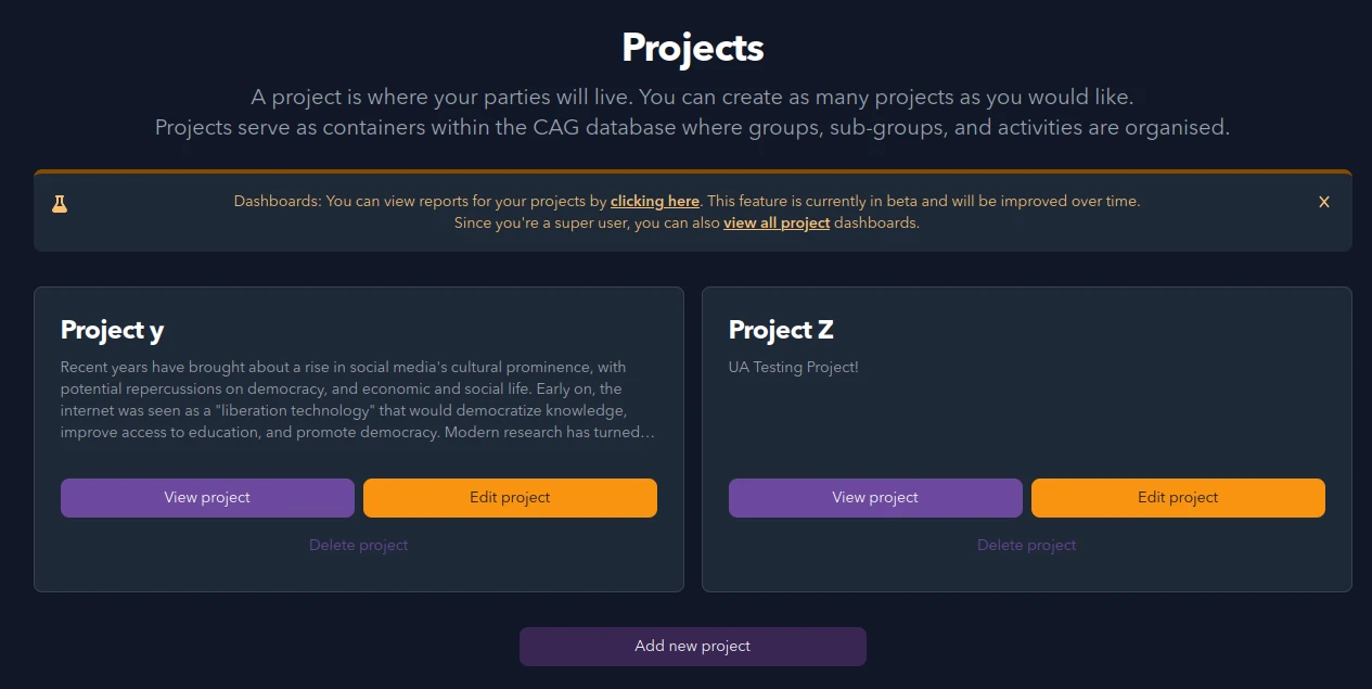 Dashboard changes